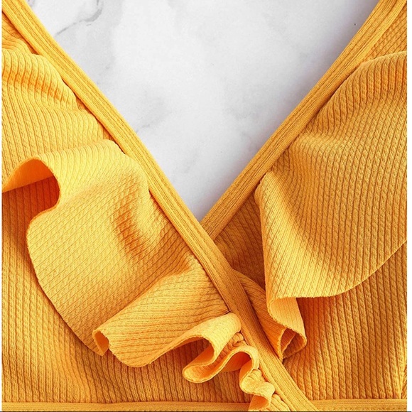 Ribbed bikini set - mustard yellow - Picture 2 of 5